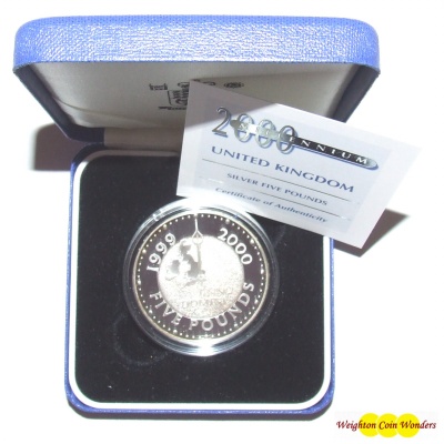 2000 Silver Proof £5 Crown - Millennium - Click Image to Close